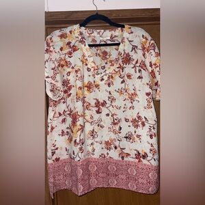 Maurices Floral Blouse with Pink and Yellow Accents